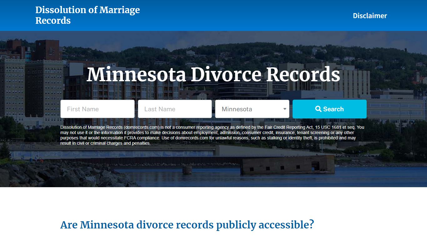 Minnesota Divorce Records - Dissolution of Marriage Records